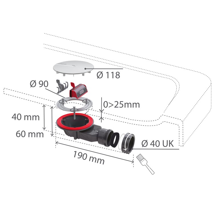 GRADE A1 - 90mm Fast Flow Shower Waste - Wirquin