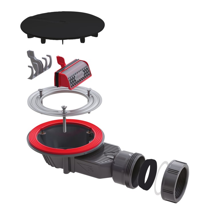 GRADE A1 - 90mm Black Fast Flow Shower Waste - Wirquin