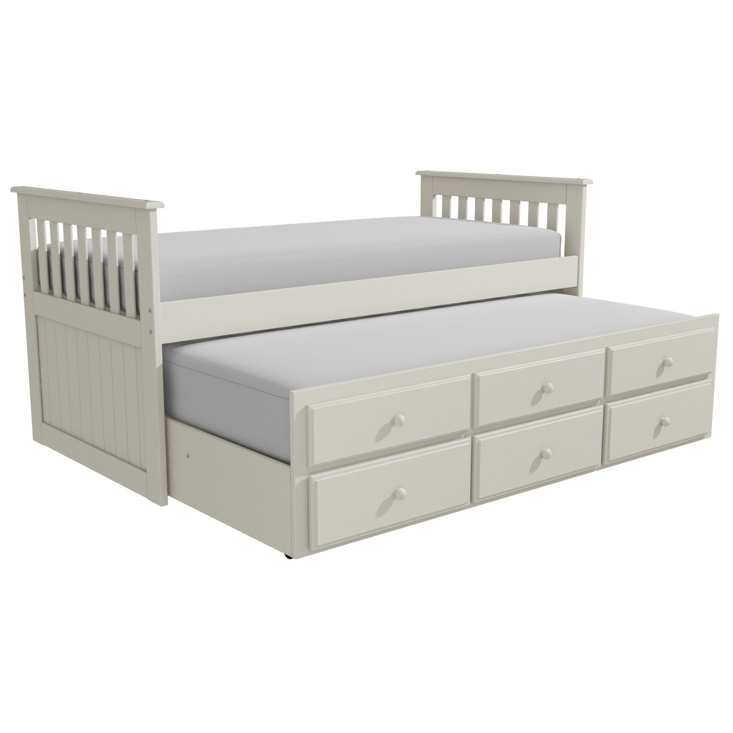 captains single cabin bed with trundle and drawers