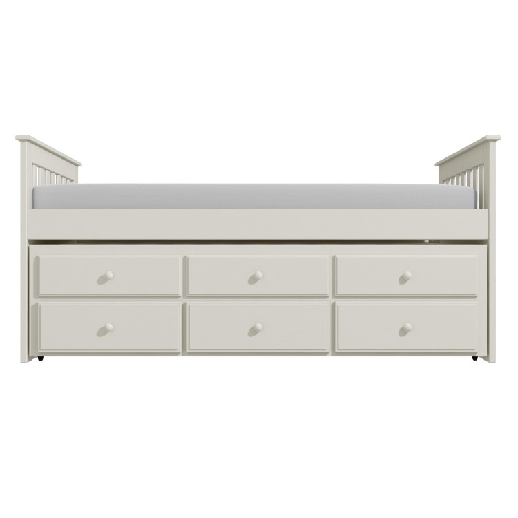 Oxford Captains Guest Bed With Storage in Cream - Trundle Bed Included