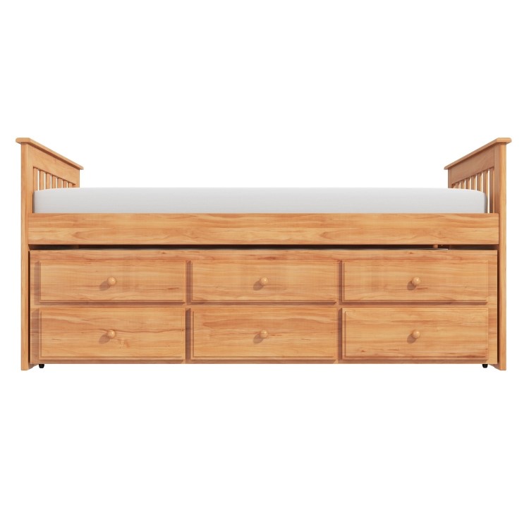 Oxford Captains Guest Bed With Storage in Pine - Trundle Bed Included