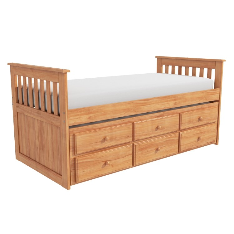 Oxford Captains Guest Bed With Storage in Pine - Trundle Bed Included