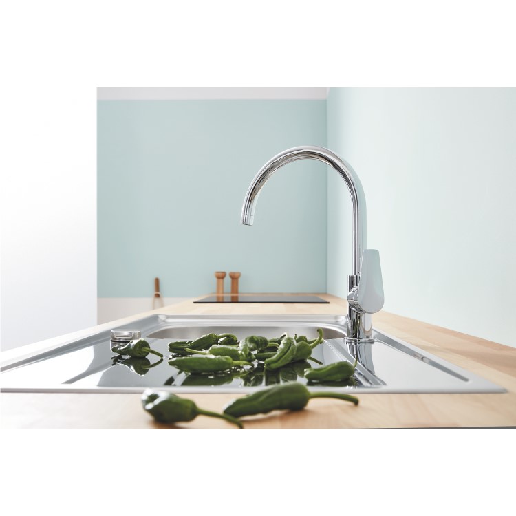 Grohe BauEdge Single Lever Monobloc Kitchen Mixer Tap - Chrome