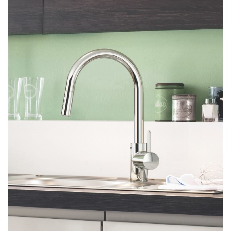 Grohe Eurosmart Chrome Single Lever Pull Out Kitchen Mixer Tap