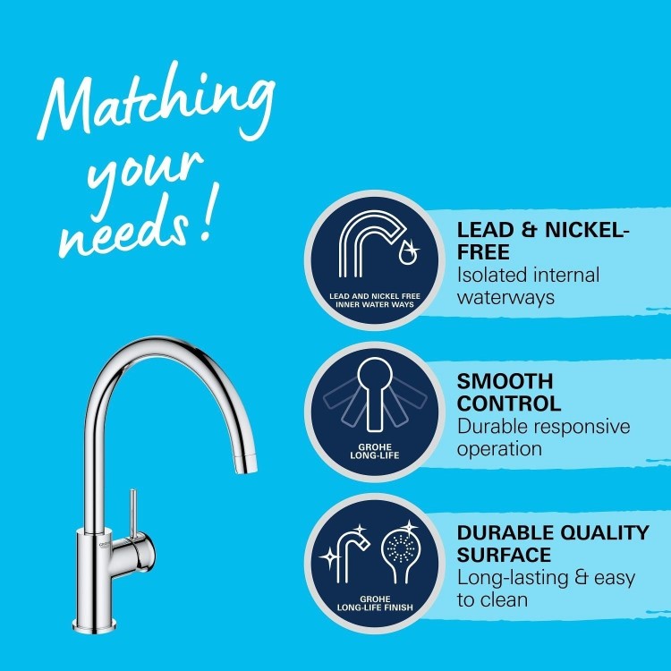 Grohe Start Classic Single Lever Kitchen Mixer Tap - Chrome