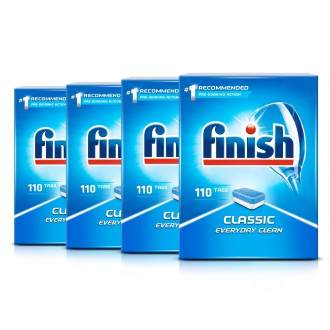 4 x Finish Classic 110 Dishwasher Tablets Everyday Clean Bulk Pack Total 440