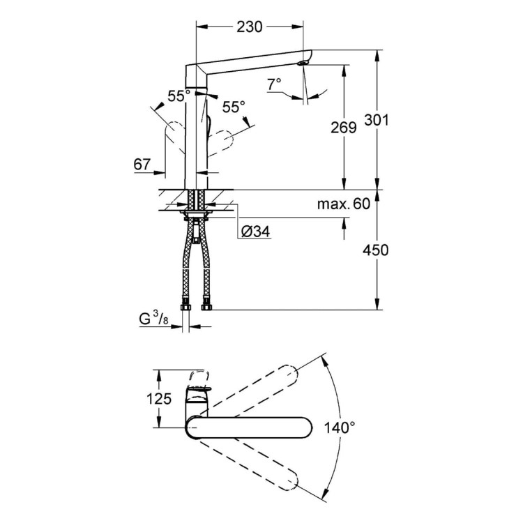 K7 Single Lever Kitchen Mixer Tap - Chrome