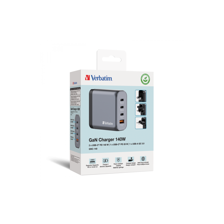 Verbatim 140W 4-Port GaN Wall Charger