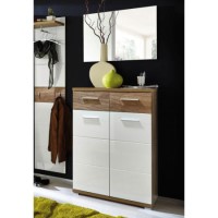 GRADE A3 - Germania Center Shoe Cabinet in Oak and White - 12 Pairs