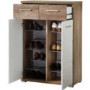 GRADE A3 - Germania Center Shoe Cabinet in Oak and White - 12 Pairs