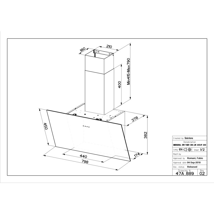 Faber Tweet 80cm Angled Cooker Hood - Black Glass