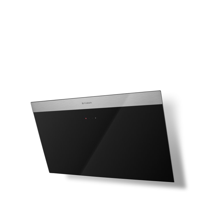 Faber Daisy 80cm Angled Cooker Hood - Black Glass