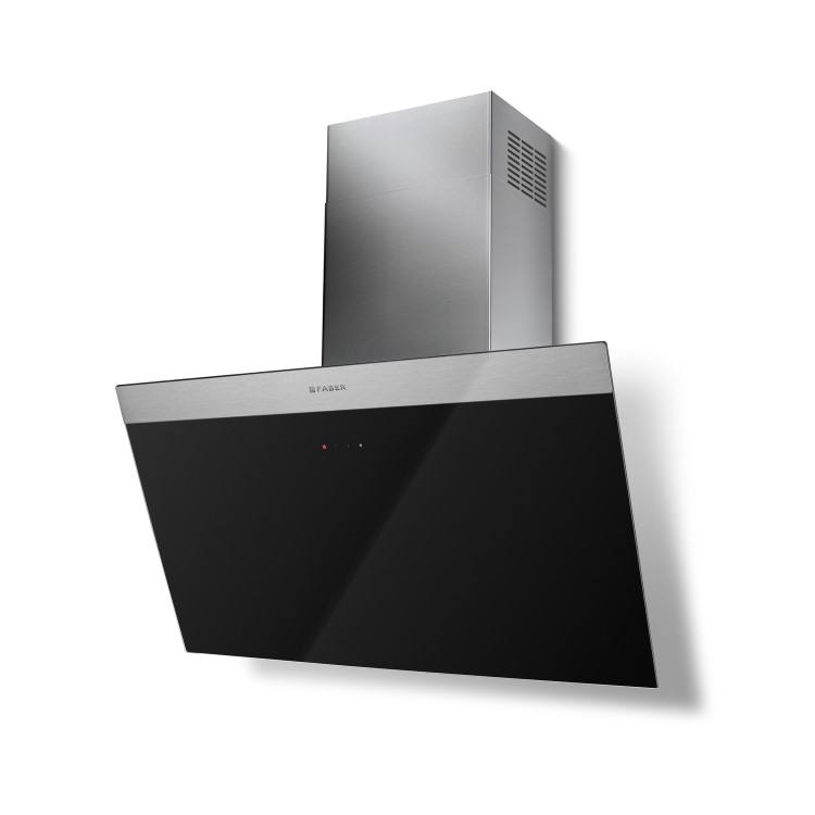 Faber Daisy 80cm Angled Cooker Hood - Black Glass