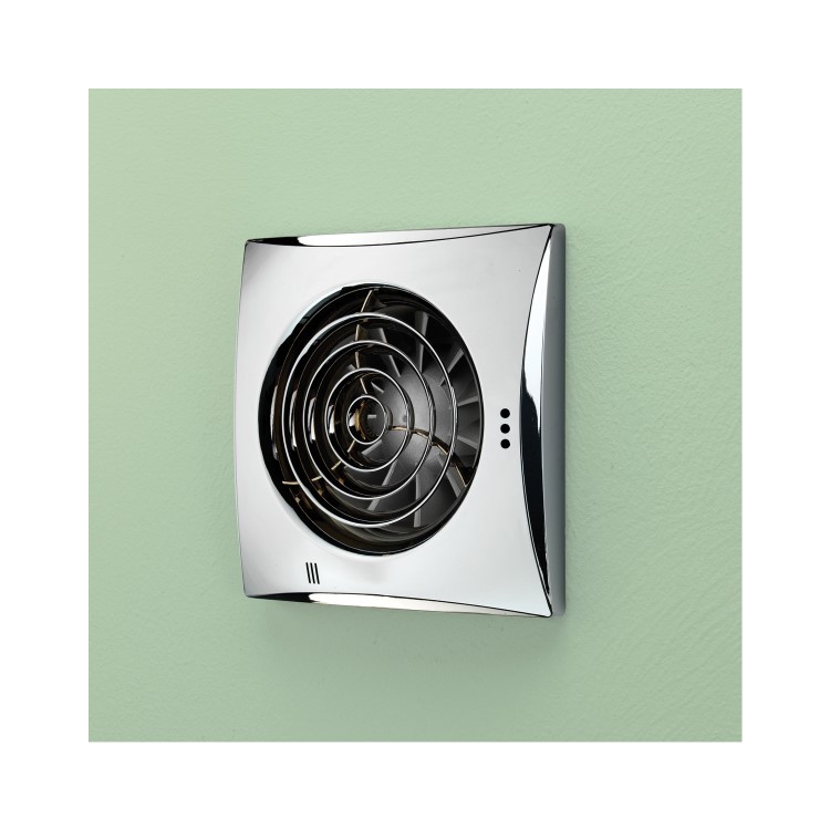 GRADE A1 - Chrome Wall Mounted Bathroom Extractor Fan with Timer - hib. Hush