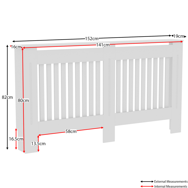 152cm White Radiator Cover - Chelsea