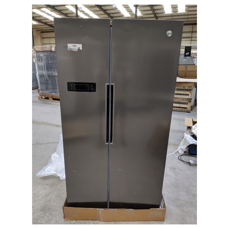Refurbished Hoover HHSBSO6174XK Freestanding 521 Litre 50/50 Frost Free American Fridge Freezer Stainless Steel