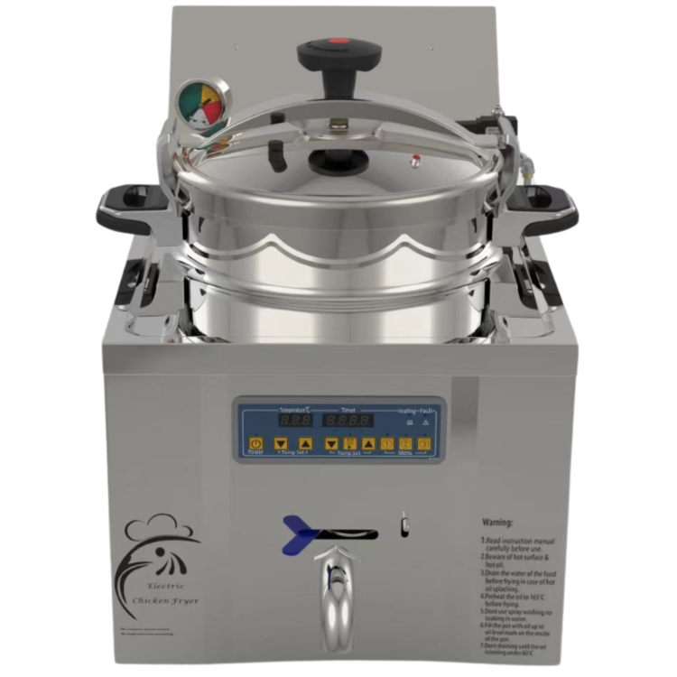 Refurbished Hamoki TP-22L Commercial Countertop Pressure Fryer 15 Pieces - 22ltr Digital Controls Hardwired 3.5kW
