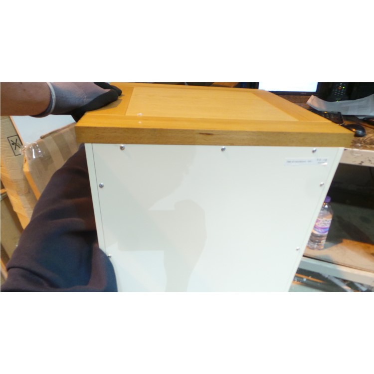 GRADE A3 - Bentley Designs Atlanta 3 Drawer Bedside Table In White and Oak 
