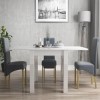 Vivienne Flip Top White Gloss Dining Table and 4 Grey Roll Back Chairs