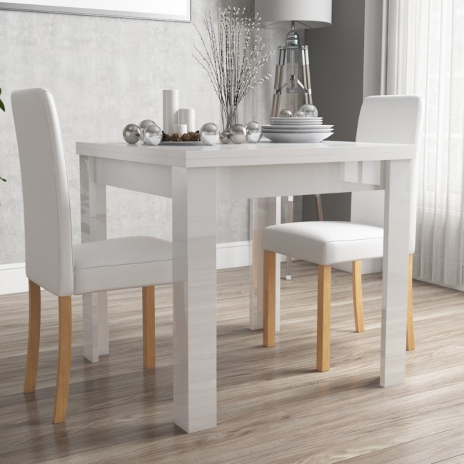 Vivienne FlipTop White Gloss Dining Table + 2 PU Leather Dining Chairs