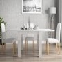 White High Gloss Flip Top Dining Table and 4 White Faux Leather Chairs