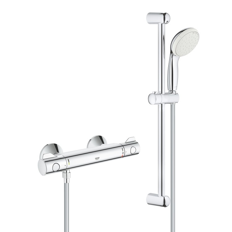 Grohe Grohtherm 800 Thermostatic Mixer Bar Shower with Slide Rail & Round Hand Shower