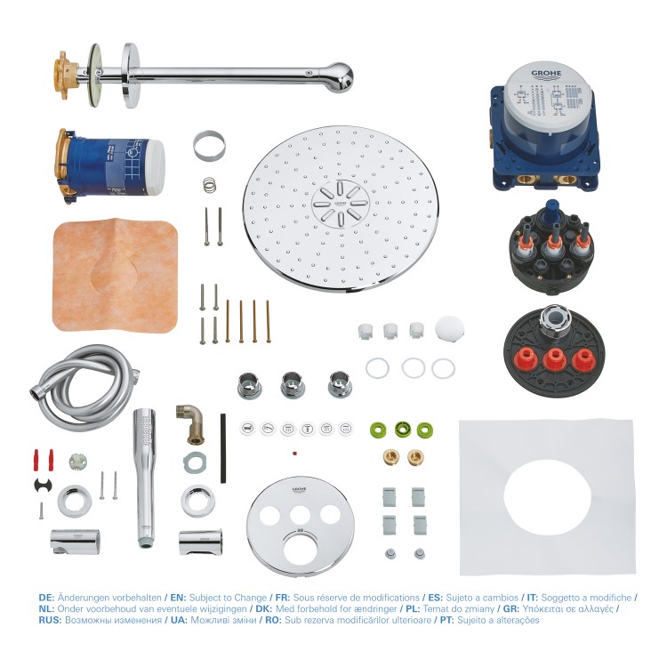Grohe Grohtherm Concealed Thermostatic Mixer Shower with Wall Mounted Shower Head & Pencil Handset