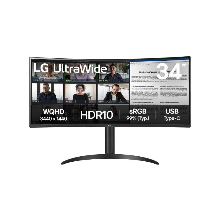 LG UltraWide 34WR55QK 34" VA WQHD 100Hz USB-C Monitor 