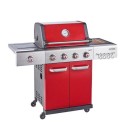 370764 Outback Jupiter - 4 Burner Gas Hybrid BBQ Grill with Side Burner - Red