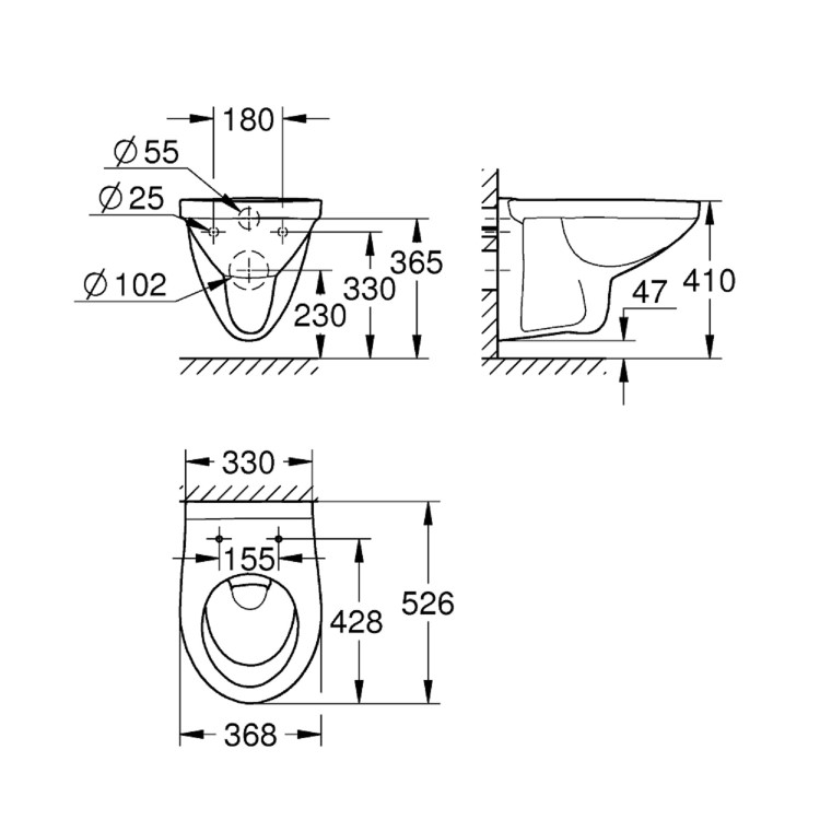 ONLY OPENED - Wall Hung Toilet - Grohe Bau