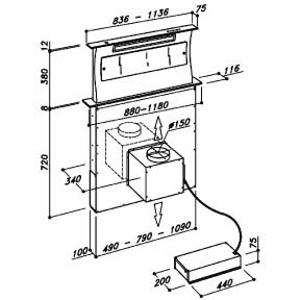 CDA 3D9BL Touch Control Downdraft Extractor - Black