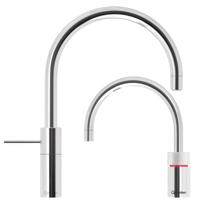 GRADE A1 - Quooker Chrome Round Single Lever Boiling Water & Mixer Twin Kitchen Taps - Nordic