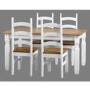 Dining Table with 4 Chairs in White & Solid Pine - Corona