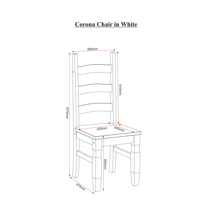 Dining Table with 4 Chairs in White & Solid Pine - Corona
