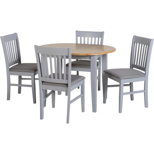 Seconique Oxford Extending Dining Set in Grey/Natural Oak/Grey Fabric