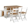 White and Pine Space Saving Dining Table and Chairs - Seats 4 - Santos