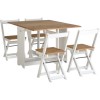 White and Pine Space Saving Dining Table and Chairs - Seats 4 - Santos