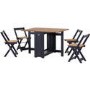 Navy and Pine Drop Leaf Dining Table Set with 4 Chairs - Seats 4 - Santos