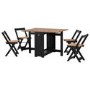 Black and Pine Drop Leaf Dining Table Set with 4 Chairs - Seats 4 - Santos