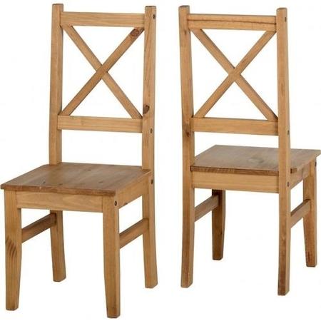 Seconique Salvador Solid Pine Pair of Dining Chairs