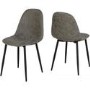 Set of 2 Grey Faux Leather Dining Chairs - Athens