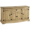 Seconique Corona Waxed Pine Sideboard with 4 Doors &amp; 1 Drawer with Black Handles