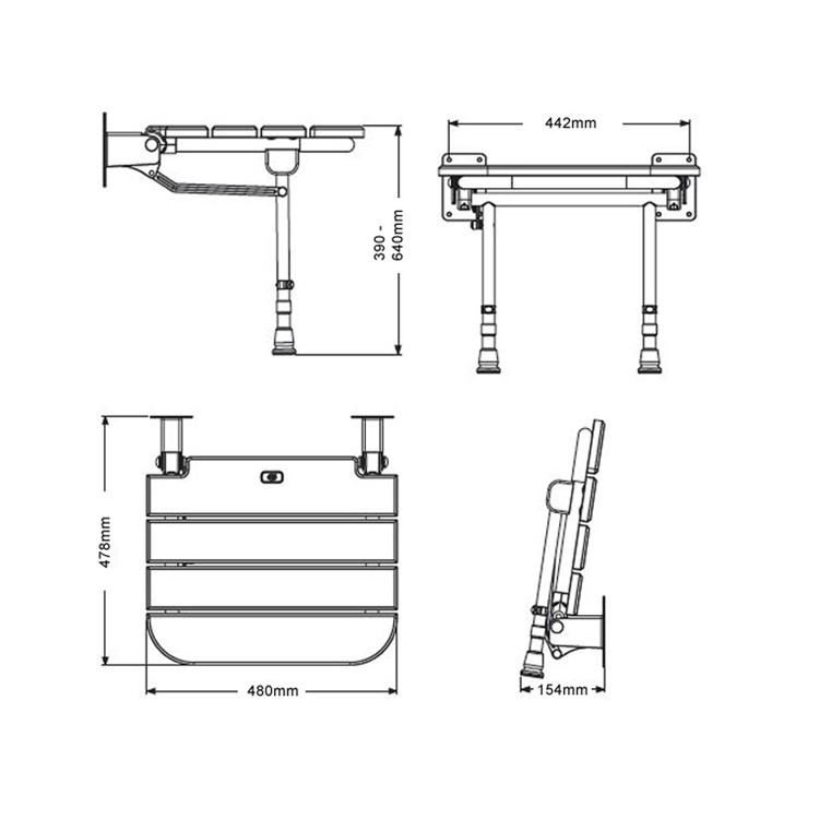 GRADE A1 - Wooden Fold Up Shower Seat