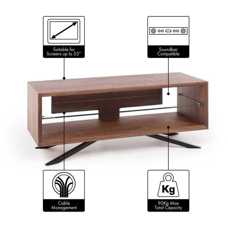 Techlink AA110W Arena TV Stand for up to 55" TVs - Walnut