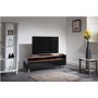 Techlink Panorama PM160W+ Walnut Top with Black Carcass Extended Height to hold a soundbar with IR Friendly Drop Down Doors venitlated cable management 1600mm wide suitable for screens up to 80"