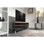 Techlink Panorama PM160W+ Walnut Top with Black Carcass Extended Height to hold a soundbar with IR Friendly Drop Down Doors venitlated cable management 1600mm wide suitable for screens up to 80"