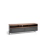 Techlink Panorama PM160W+ Walnut Top with Black Carcass Extended Height to hold a soundbar with IR Friendly Drop Down Doors venitlated cable management 1600mm wide suitable for screens up to 80"