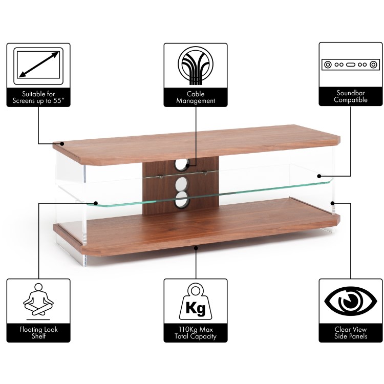 Techlink AI110 Air TV Stand for up to 55" TVs - Walnut 