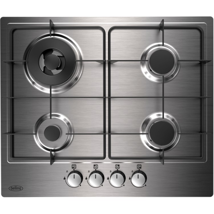 Refurbished Belling GHU602GC 60cm Front Control 4 Burner Gas Hob Stainless Steel