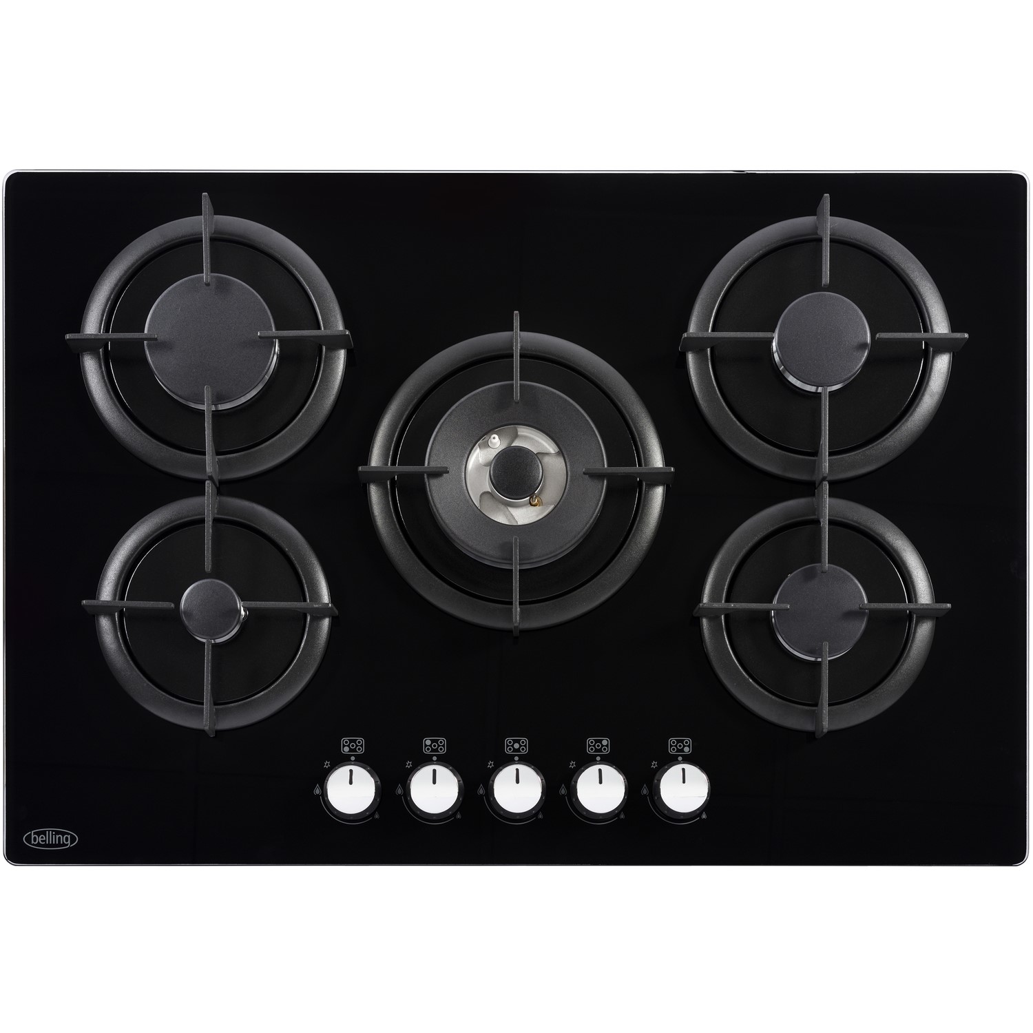 5 burner gas hob 75cm black